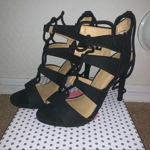 Black tie up heels